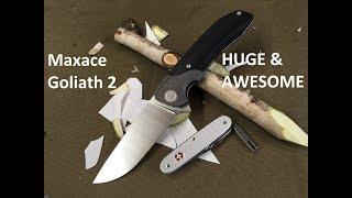 Huge & awesome folding knife Maxace Goliath 2, K110 steel, Titanium, G10, double row ball bearing.