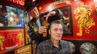  Dazzling Ducktail Haircut At The Iconic Blue Velvet’s Barbershop | Hiroshima Japan