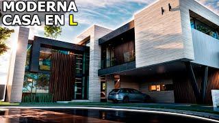 IMPRESIONANTE CASA MODERNA en L con 4 Habitaciones