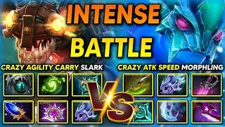 AMAZING SEA BATTLE | CRAZY AGILITY CARRY SLARK VS. CRAZY ATTACK SPEED MORPHLING | 7.37e DOTA 2