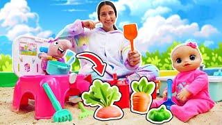 Giochiamo nella sabbiera con la bambola Baby Alive e Peppa! Video per bambini e giochi con la sabbia