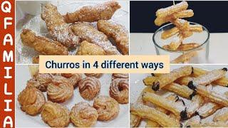 Churros in 4 different ways | Easy and Perfect Recipe of Homemade Churros