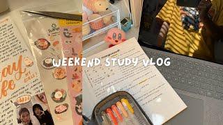 weekend study vlog // + anime clothes, kpop journaling, daiso stationery haul and feeling productive