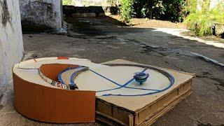 How to make DB beyblade stadium with cardboard / How to make a beyblade stadium/DIY beystadium