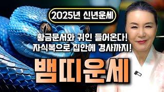 2025년 대박나는 뱀띠 신년운세황금 문서와 귀인 들어와 모든것을 보답받을 금전 대운 열린다! 말년에 자식복으로 집안에 경사까지! 65년생 77년생 89년생 01년생 뱀띠 운세