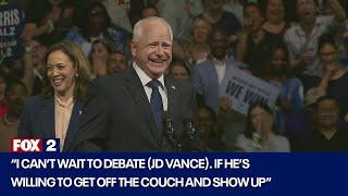 Tim Walz ready to debate JD Vance if he "GETS OFF THE COUCH"