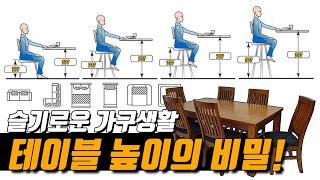 슬기로운 가구생활 테이블 높이의 비밀 #원목식탁 #아일랜드식탁 #좌식테이블 등 가구높이 싹정리