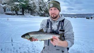 Landlocked Salmon - Ice Fishing From Camp!