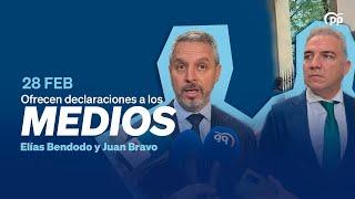 Elías Bendodo y Juan Bravo ofrecen declaraciones a los medios