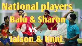 #keralabadminton National players  Balu&Sharon vsJaison &Unni,Kochi Match point #badminton#training