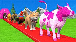 Paint & Animals Duck,Gorilla,Lion,Elephant,Cow,Sheep Fountain Crossing Transformation Animal Cartoon