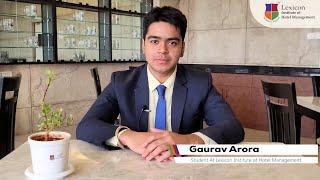 Lexicon Institute of Hotel Management, Student Testimonial : Gaurav Arora