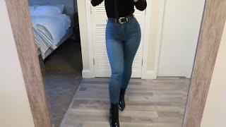 Fashion Nova Jeans & Shiny Boots OOTD ️