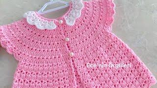 Crochet Beautiful Princess Vest / Tığ işi Güzel Yaka Modelli Kız Bebek Yeleği/ 6 -12 ay