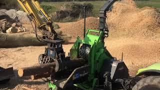 Processing wood in our yard for bio fuel