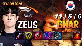 HLE Zeus GNAR vs RUMBLE Top - Patch 14.23 KR Ranked | lolrec