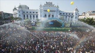 The Thingyan festival in downtown Yangon I Myanmar I 2019 [Repeat for COVID-19 stay home period]