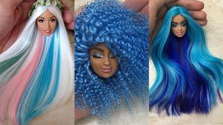 Disney Princess Doll Makeover ~ DIY Miniature Ideas for Barbie - Wig, Dress, Faceup, and More! DIY