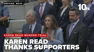 Karen Read walks out of courthouse to cheering crowd, thanks supporters