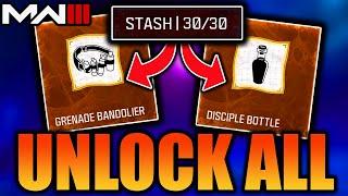 How To Unlock NEW Schematics FAST In MW3 Zombies |STASH INCREASE, DISCIPLE BOTTLE, GRENADE BANDOLIER