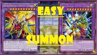 One turn summon. Armed Dragon Catapult Cannon and A to Z Buster Dragon. Easy! Yu-Gi-Oh! Master Duel.