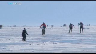 Extreme Russian Race: Endurance race on frozen lake in Siberia