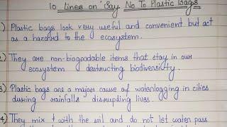 10 Lines on Say No to Plastic || Essay on Say No to Plastic || Short Essay Writing || Plastic Banned