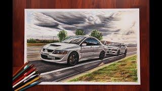 2 Mitsubishi EVO 8 Together JDM Car Drawing | Orhan Özvatan