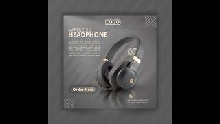 Warless headphone banner design in photoshop cc by hridoyhtd