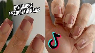 NEW VIRAL TIKTOK NAIL TREND AT HOME | ombre nail art French manicure tutorial | fall nails