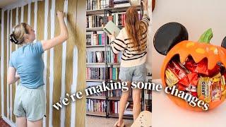 basement bedroom makeover, book declutter, cutting out coffee & halloween prep