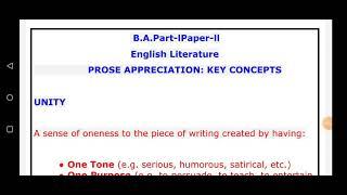 Prose Appreciation: Key Concepts