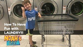 Noah's Turn Visits the Coin Laundry - Loads of Clothes Laundromat!