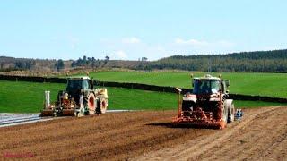 Maize Drilling, Under Plastic, with Fendt, and a Massey Harrowing.