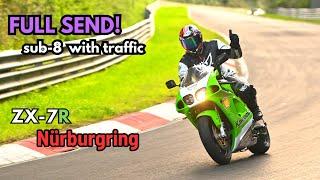 7:55 BTG with traffic - Nürburgring Nordschleife motorbike - 1996 Kawasaki Ninja ZX-7R