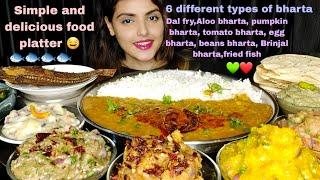 *Huge Bharta Platter* Dal Chawal, Aloo Bharta, Fried Fish,Messy Eating, Big Bites, ASMR Eating Show,