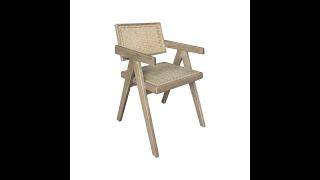 HOOLNN FURNITURE-ASH FRAME CANE BACK AND SEAT RATTAN DINING CHAIR