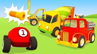 NEW episode. The cement mixer, the loader, the fire truck for kids. Helper Cars cartoons for kids.