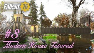 Fallout 76 camp tutorial - Modern House Tutorial #3 (Modern bridge & curved wall tips & guide)