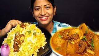 Mutton Biryani & Spicy   Mutton Curry Eating    Indian Bengali Lunch Eating Show @FoodiePapiya