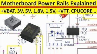 Motherboard Power Rails and Circuits Explained - Laptop +VBAT, 3V, 5V, 1.8V, 1.5V, +VTT, CPUCORE…