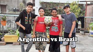 ছাদে ফুটবল খেলা | Playing football on the roof | Football Match | Argentina vs Brazil