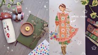 Fashion Illustration Floral Summer Outfits with Washi Tapes • Washi Tape Art • modes4u Shop Haul