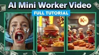 How to Create Viral Mini Workers AI Videos| Full Course Create Miniature Food Workers Video with AI