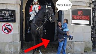 She was too close as the King's Guard move the horse back immediately!