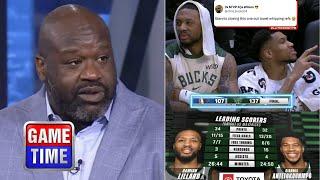 NBA Gametime reacts to Giannis & Damian Lillard combine 66 Pts to as Bucks Destroy Mavericks 137-107