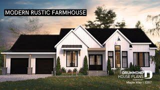 Best One-story modern farmhouse, 2 to 3 bedrooms, 2-car-garage by Drummond House Plans ( plan 3287)