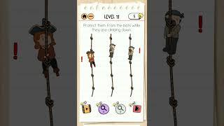 Brain Test 2 || Captain Mary Level 11, Protect them from the bats while they are climbing down.