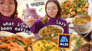 what i've been eating  lazy budget vegan meals  + ALDI grocery haul 