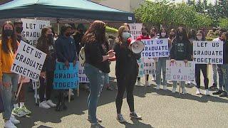 High school seniors protest Kent School District's plan for drive-thru graduations